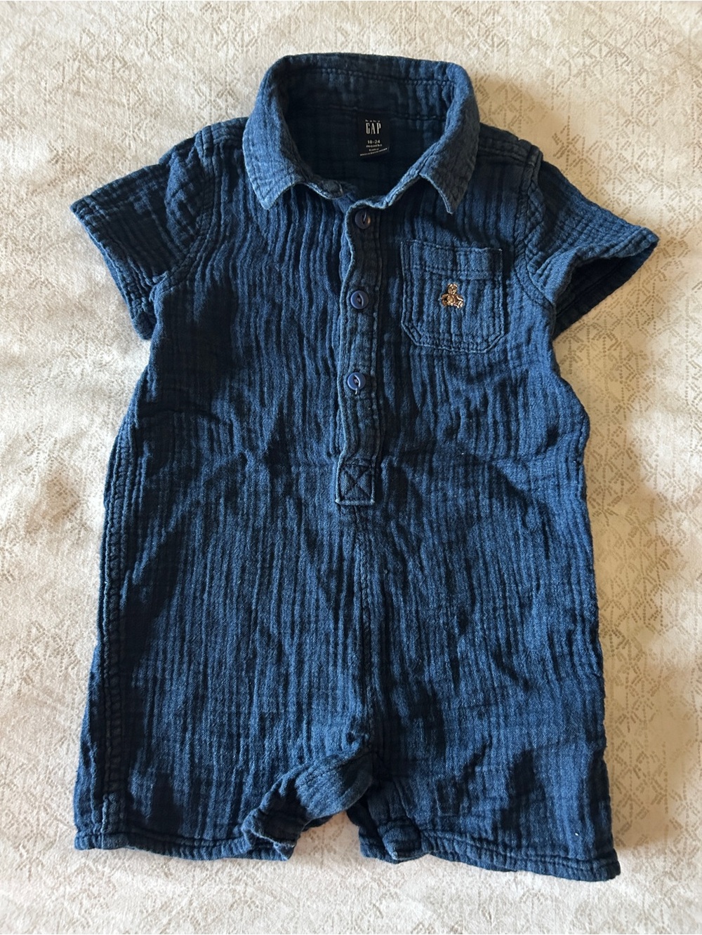 Baby GAP Navy Blue Polo Romper 18-24M